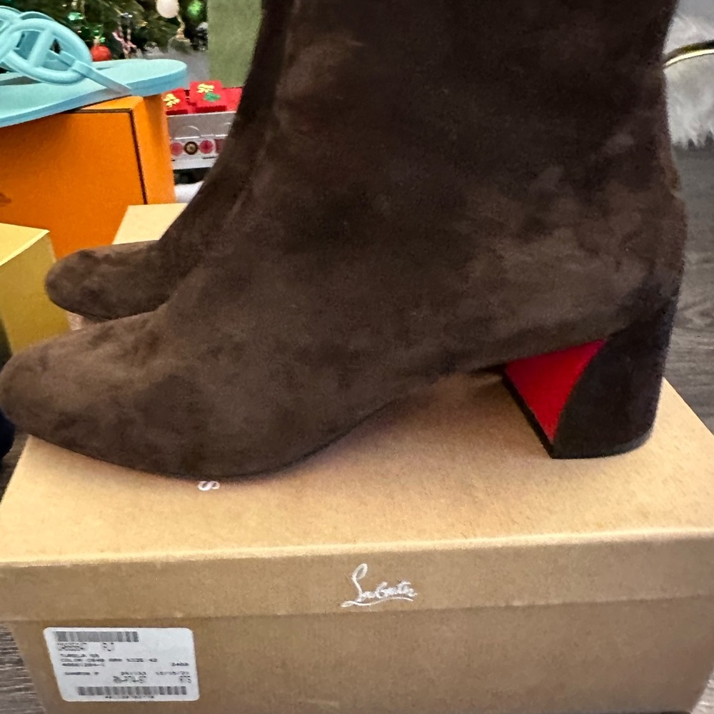 SOLD Christian Louboutin Turela Brown Arabica Velour Preloved Size 42